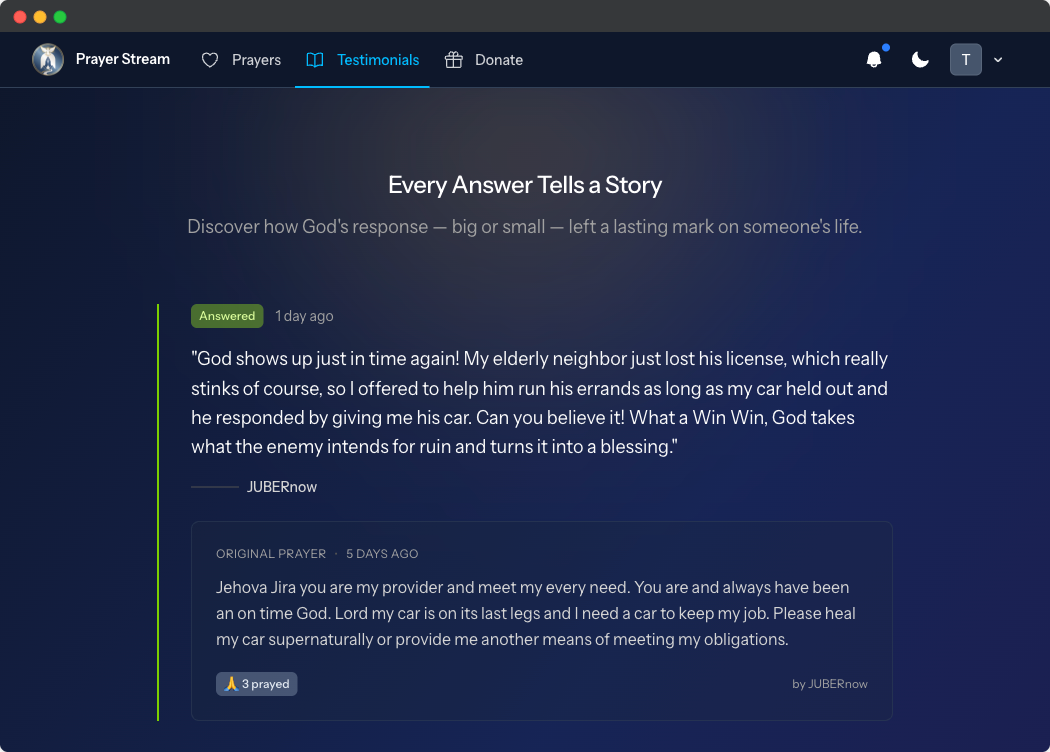 Testimonials page preview